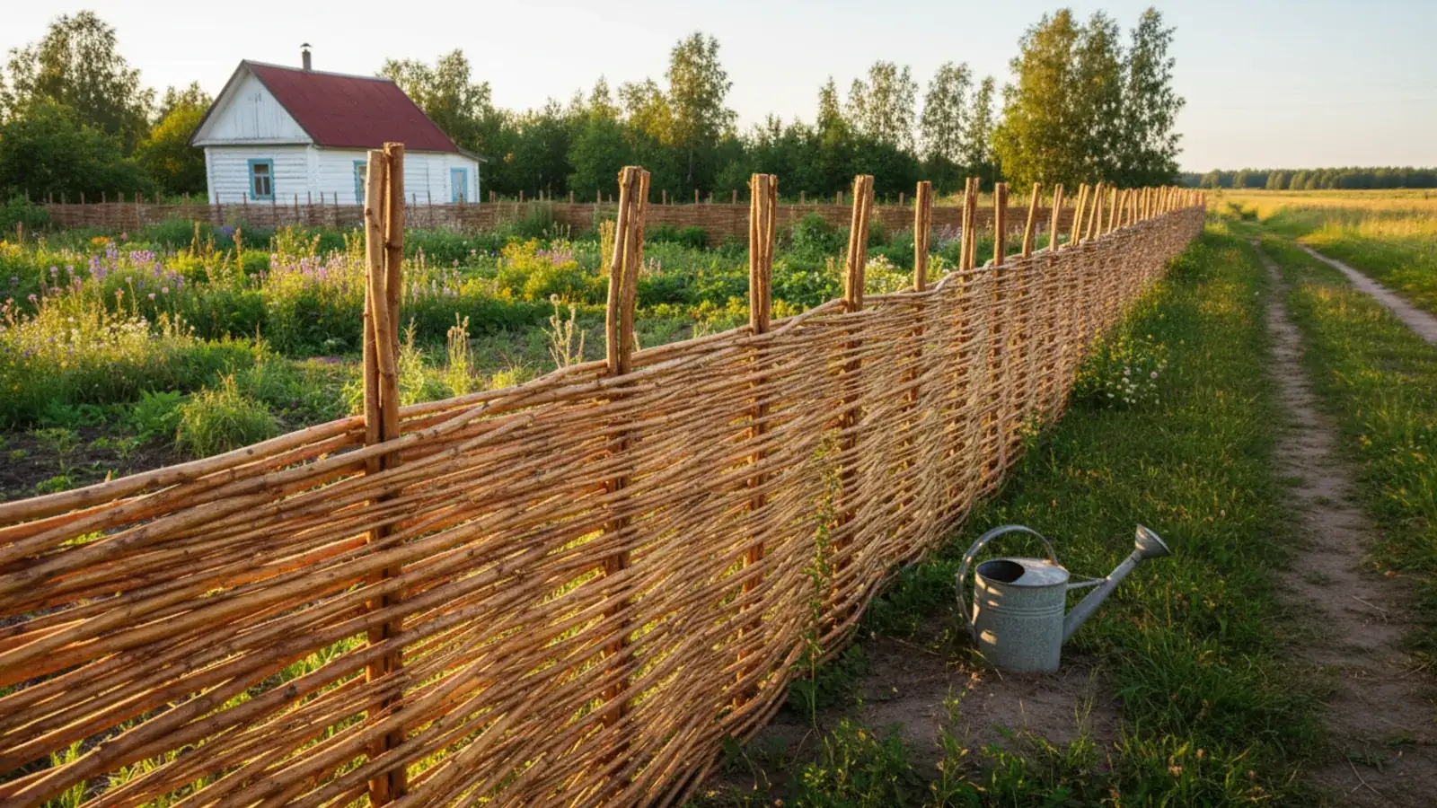 Плетень из ивы — самый бюджетный декоративный забор
